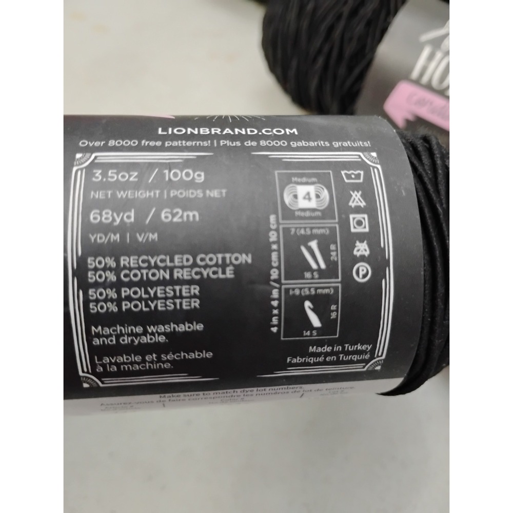5 Skeins Lion Brand For The Home Cording Betty Backpack DIY Discontinued Black - Picture 7 of 8